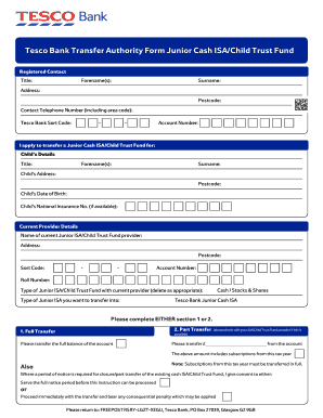 Tesco Junior Isa Transfer Form