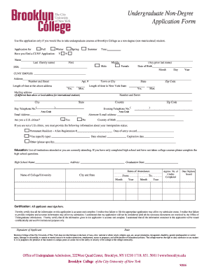 Get and Sign Undergraduate Non Degree Application Brooklyn Cuny Edu Brooklyn Cuny 2016-2022 Form