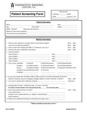 Patient Screening Form