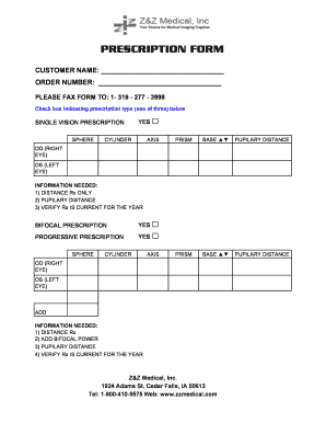  X Ray Prescription Form 2009