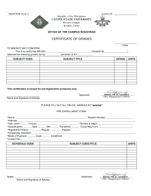 Registration Form Cvsu