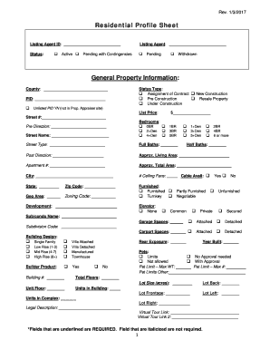Residential Profile Sheet Nabor Com  Form