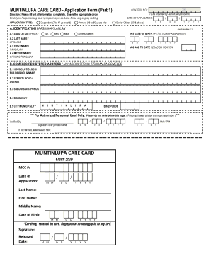 Get and Sign Muntinlupa Care Card Appointment Form 