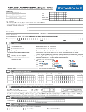 DBTATMMAPP 1 ATMDEBIT CARD MAINTENANCE REQUEST FORM Combank