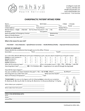 Chiropractic Patient Intake Form