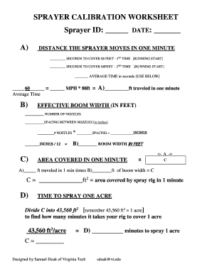 SPRAYER CALIBRATION WORKSHEET Stma  Form