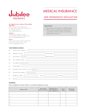 Medical Insurance Group Membership Application Form Jubilee