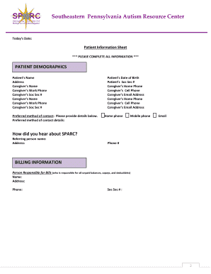 SPARC New Patient Registration West Chester University  Form