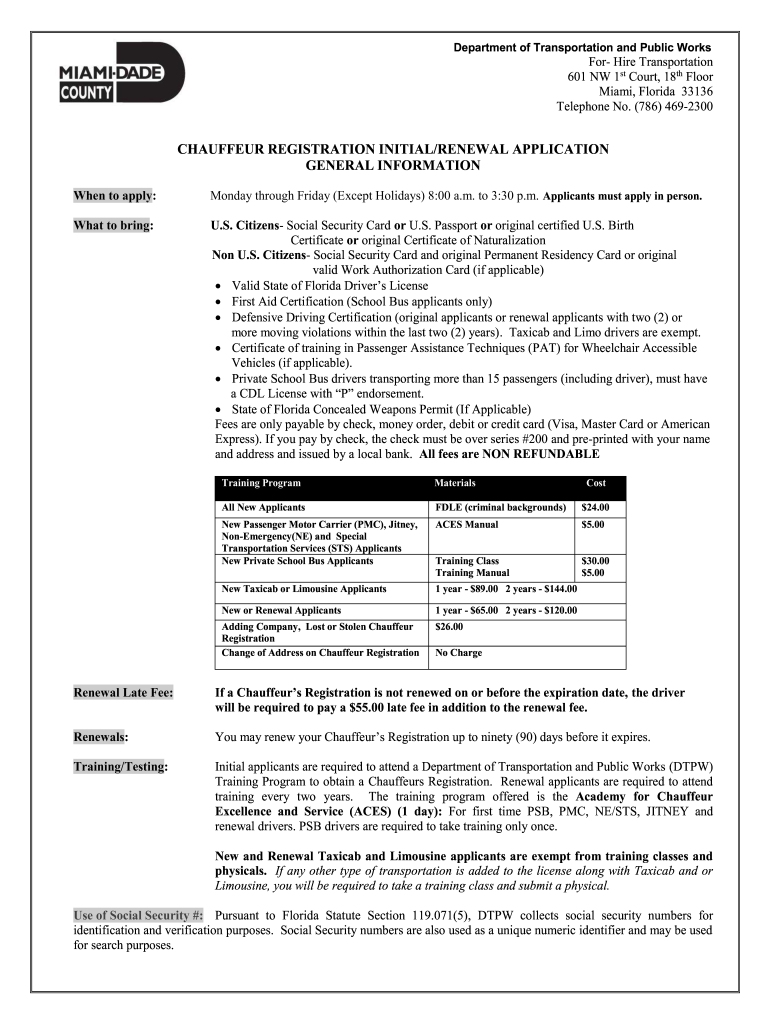 Chauffeur Registration  Form