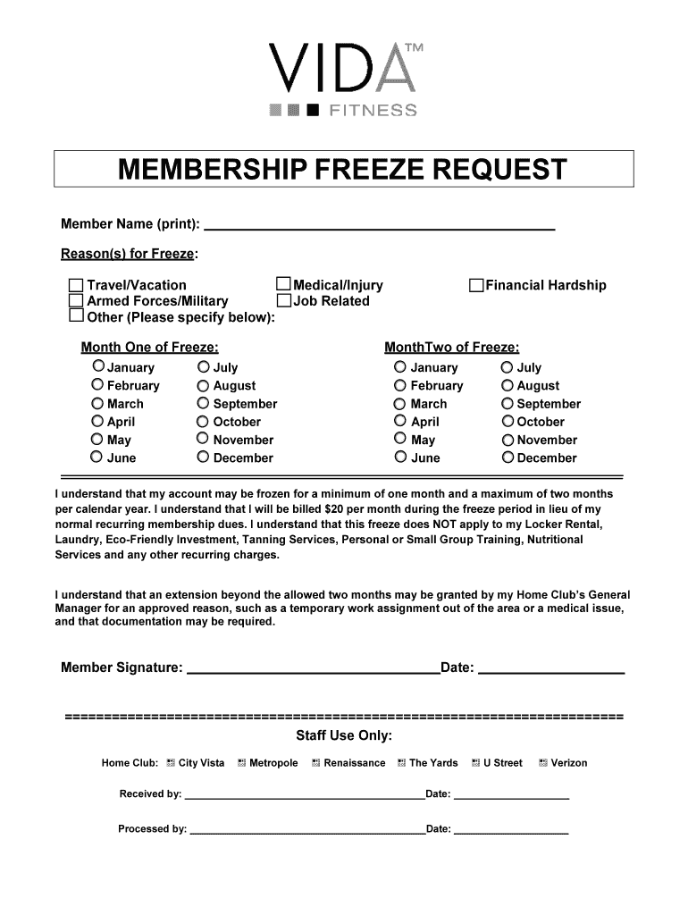Fitness Membership Ze Request  Form