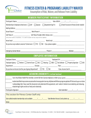 Get and Sign FITNESS CENTER & PROGRAM LIABILITY WAIVER  Form