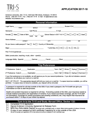 Tri S APPLICATION 07 Anderson Edu  Form