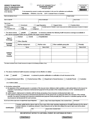  ORDER to MAINTAIN HEALTH INSURANCE for MINOR CHILDREN Jud Ct 2016-2024