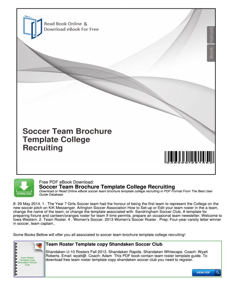 Soccer Team Brochure Template  Form