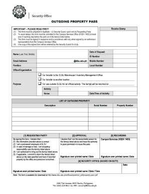 Property Pass Fillable  Form