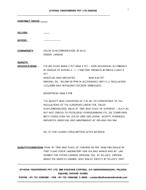 To Download Our Contract for Crude Sunflower Oil Sme  Form