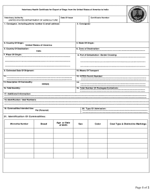 Dog Vaccination Certificate India  Form