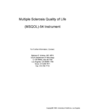 Multiple Sclerosis Quality of Life MSQOL 54 Instrument  Form