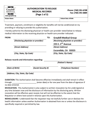 Medical Records Release to Graybill FILLABLE Graybill  Form