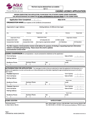  Casino Licence Application  AGLC 2016