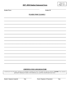 Student Statement Form Rockvalleycollege