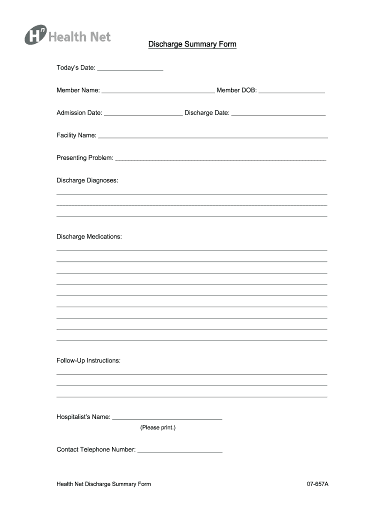 Discharge Summary Form