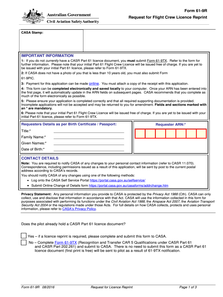 How to Apply for a Casa Flight Crew License Re Print  Form