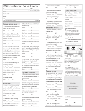 Uspa B License Proficiency Card  Form