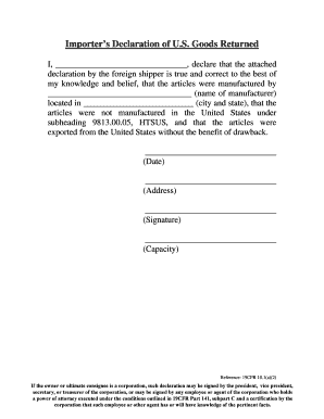 Importer Declaration  Form