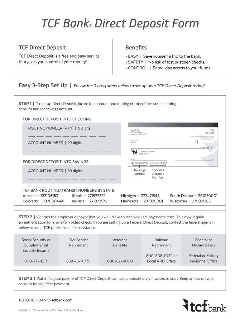 Tcf Bank Direct Deposit Form