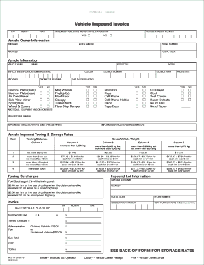 Impound Receipt  Form