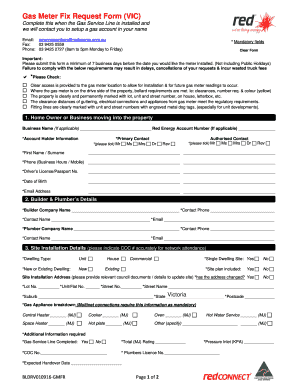  Gas Meter Fix Request Form VIC Red Energy 2016