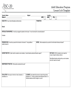 Lesson Cycle Template  Form