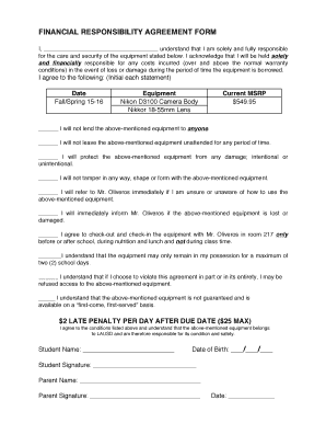 Financial Responsibility Agreement Template  Form