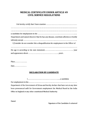 Medical Certificate under Article 49 PDF  Form