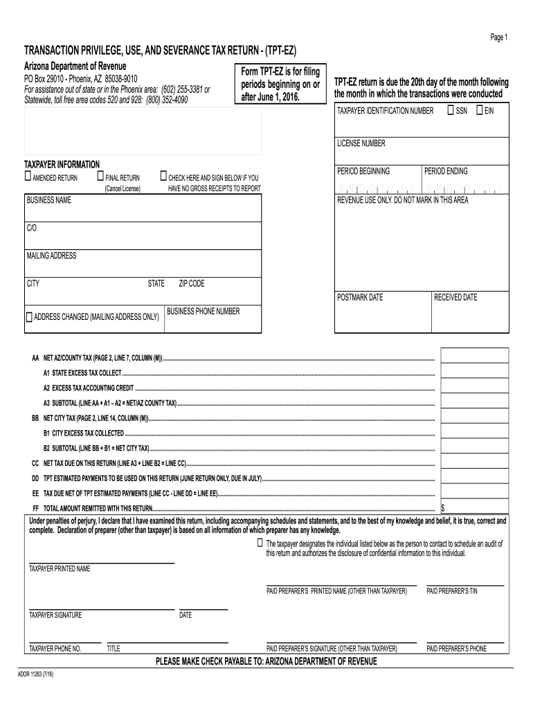 Get and Sign Arizona Tpt Ez Fillable Form