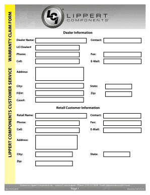  Lippert Components Warranty 2016