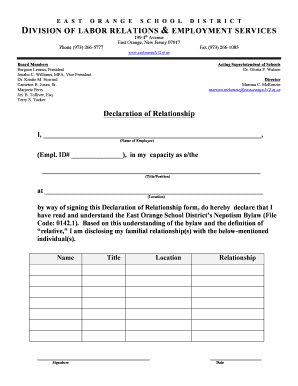 Relationship Declaration Form