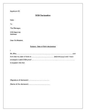Dob Declaration  Form