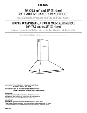 Whirlpool Ikea Range Vent Hood Repair Manual IH6302RS1 IH6362RS1 IH6302WS0 IH6362WS0 Whirlpool Range Vent Hood, Ikea Range Vent   Form