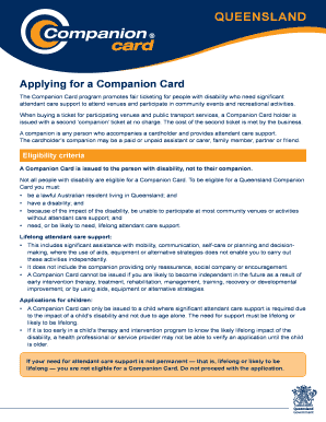 Companion Card Application Form Qld