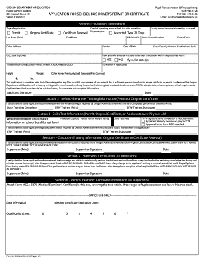  APPLICATION for SCHOOL BUS DRIVER'S PERMIT or CERTIFICATE 2016