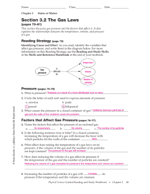 Section 3 2 the Gas Laws Answer Key  Form