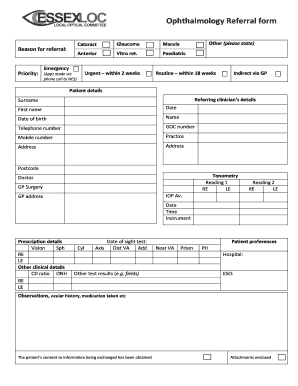Ophthalmology Referral Form 2015