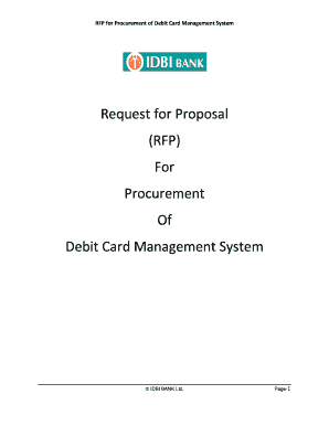 RFP for Procurement of Debit Card Management System  Form