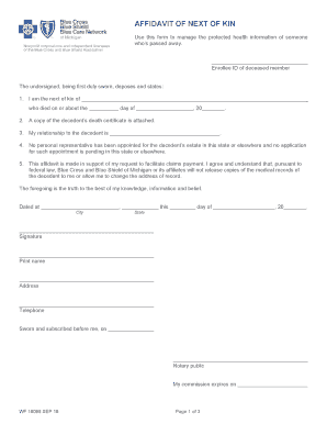 Affidavit of Next of Kin Sample  Form