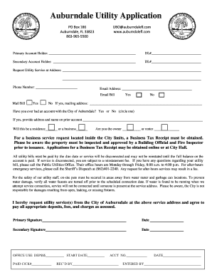 City of Auburndale Utilities  Form