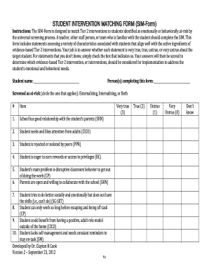 Student Intervention Matching Form