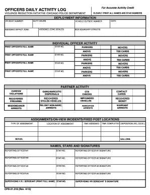 Police Daily Activity Log Template  Form