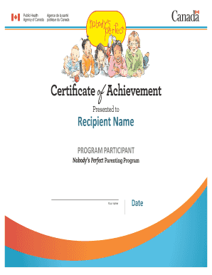 Nobody&amp;#39;s Perfect Parenting Program Certificate OfAchievement Skprevention  Form